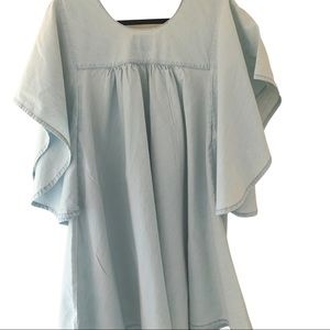 Lucky Brand Shirred Chambray Dress xl denim